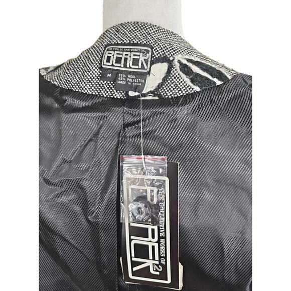 THE COLLECTIVE WORKS OF BEREK 2 BLACK/WHITE EMBROIDERED RHINESTONE JACKET Sz. M - Picture 10 of 12